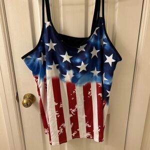 American Flag Print Bathing Suit Top- Stars & Stripes